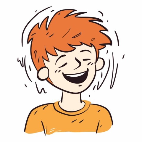 Vector illustration of a happy red-haired boy with a smile on hi