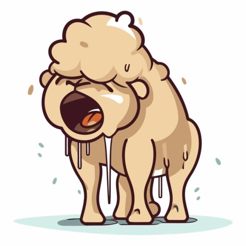 Illustration of a Bulldog Crying and Wearing a Jacket