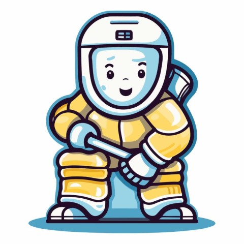 Astronaut holding a spanner of a cartoon character.