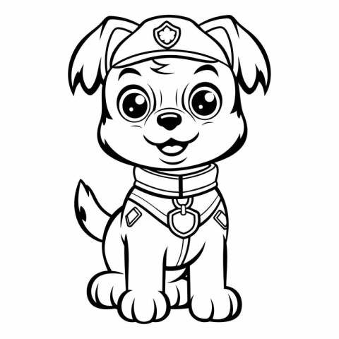 Cute cartoon dog dressed as a police officer.