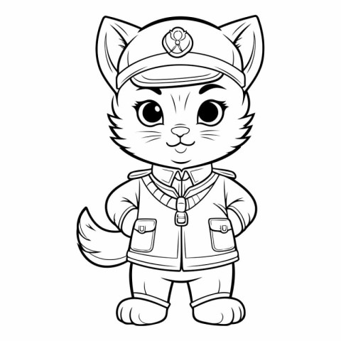 Vector illustration of Cute Cartoon Fox in Sailor Costume Colori