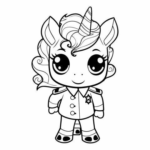 Coloring Page Outline Of Cute Cartoon Unicorn.