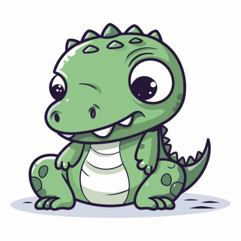 Cute cartoon crocodile isolated on white background.