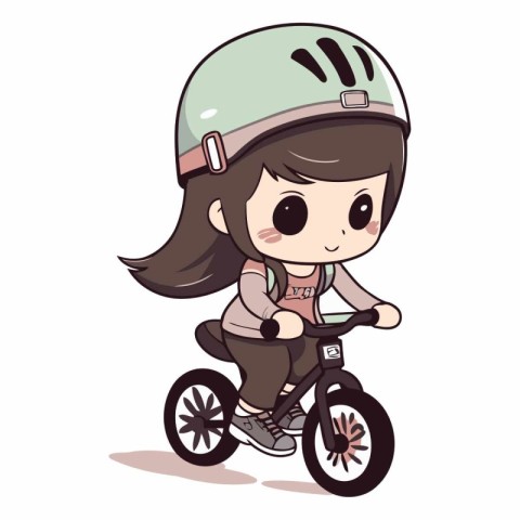 Girl riding a bike on white background. eps10