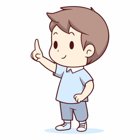 Boy with thumb up hand drawn cartoon vector illustration. Boy wi