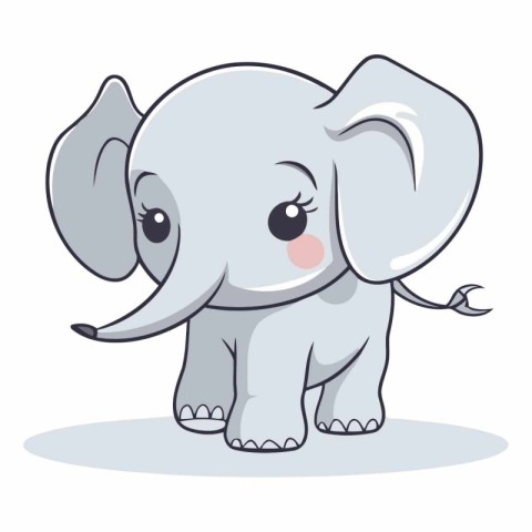 Cute cartoon elephant isolated on a white background.