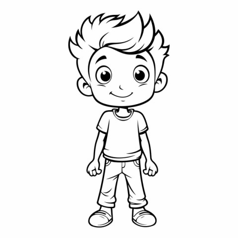 Cute little boy for coloring book. Cartoon style.