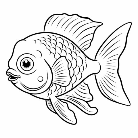 Black and White Cartoon Illustration of Goldfish Fish for Colori