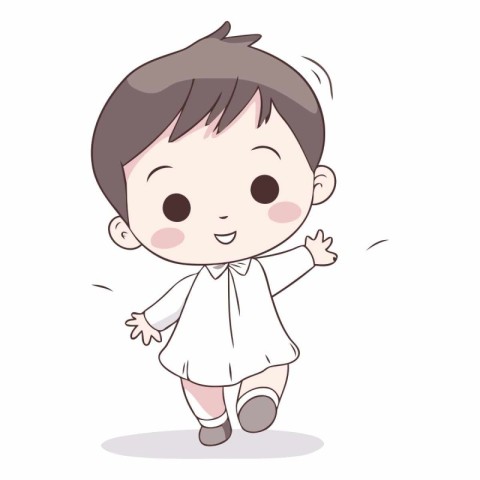 cute little boy in white dress cartoon vector art illustration g