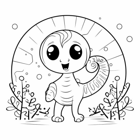 Coloring Page Outline Of Cute Cartoon Dinosaur Vector Illustrati