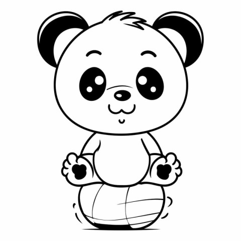 Cute cartoon panda sitting on a ball.