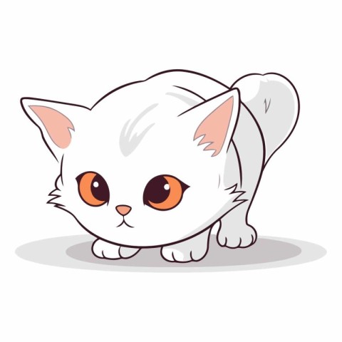 Cute cartoon cat isolated on a white background.