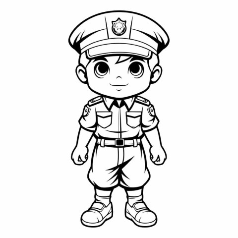 Coloring book for children: Boy in police uniform (policeman)