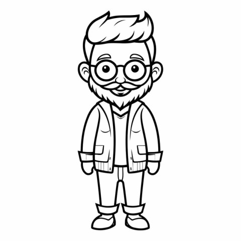 Cartoon illustration of a man wearing glasses and coat