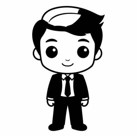 Businessman cartoon icon graphic design. Black and white