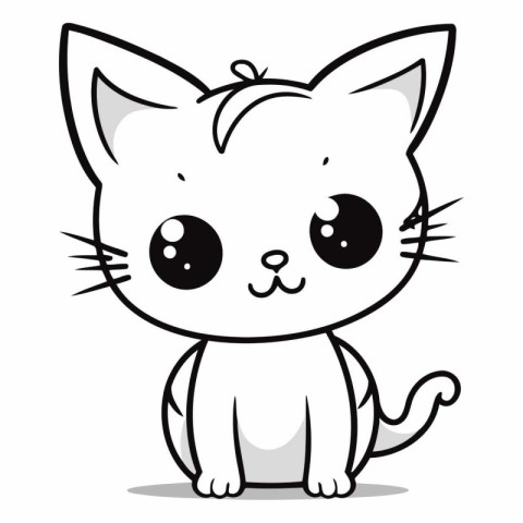 Cute Cartoon Cat Vector Illustration. Cute Kitten Animal Charact