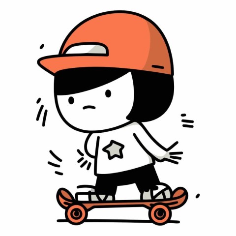 Illustration of a Girl Riding a Skateboard with a Helmet