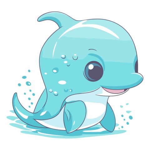 Cute cartoon dolphin isolated on a white background.