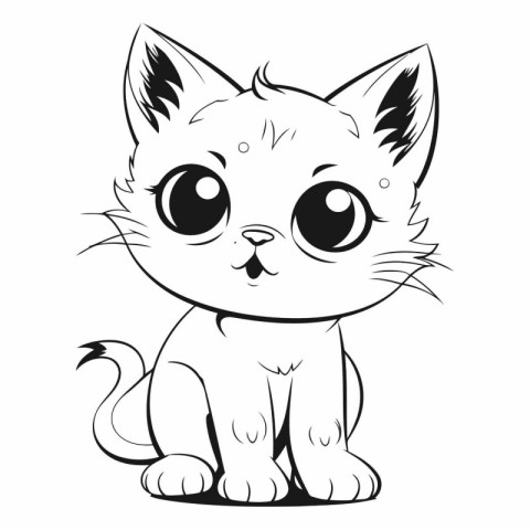 Cute cartoon cat isolated on a white background.