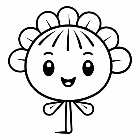 cute little girl with flower kawaii character vector illustratio