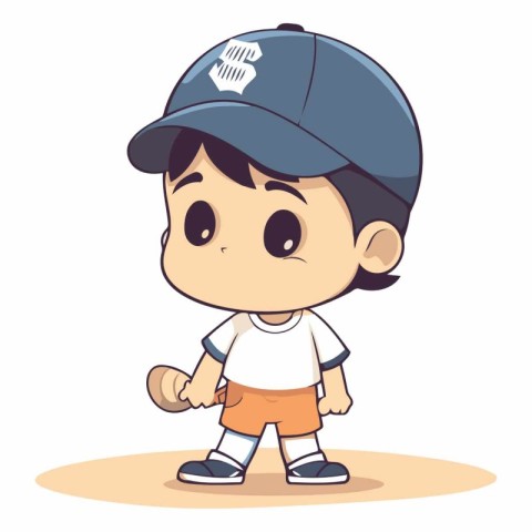 Baseball player of a boy in baseball cap.