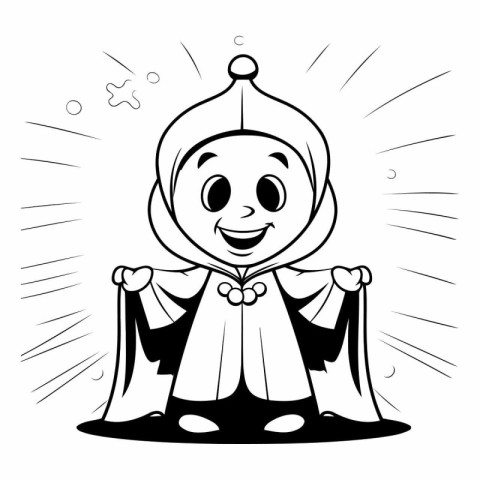 Black and White Cartoon Illustration of Baby Jesus for Coloring