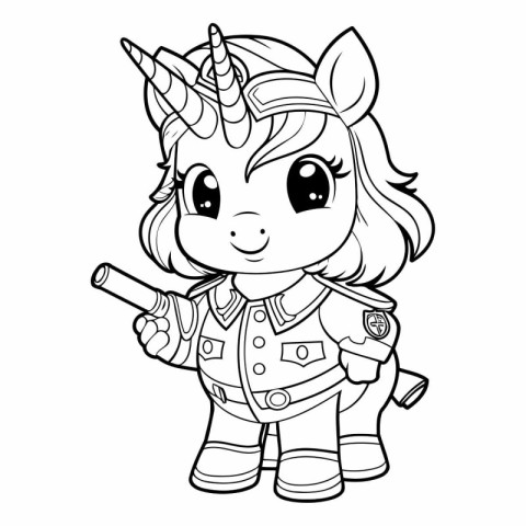 Coloring book for children: Unicorn girl with a magic wand.