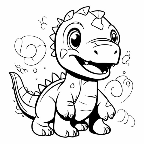 Cute Dinosaur Coloring Page for Kids.