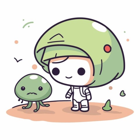 Astronaut and alien. Cute and funny vector illustration.