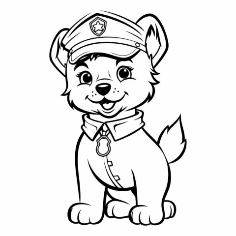 Cute Cartoon Puppy Police Officer - Coloring Book for Kids