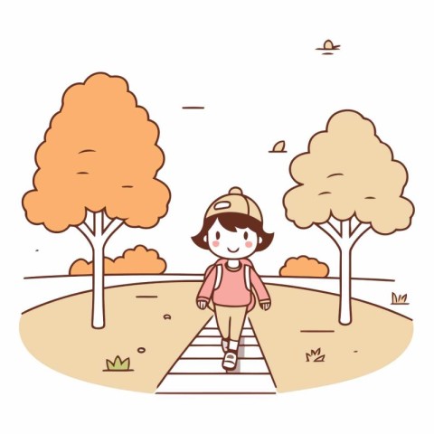 Cute little girl walking in the park.