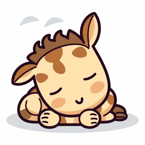 Cartoon Illustration of Cute Little Donkey Animal Character Slee