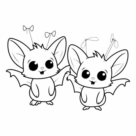 cute little bats flying kawaii style characters vector illustrat