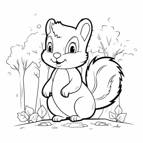 Cute squirrel coloring page for kids of a squirrel.