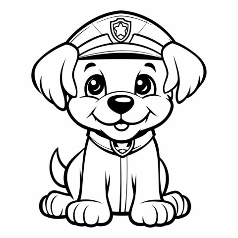 Black and White Cartoon Illustration of Cute Puppy Dog Animal Ch