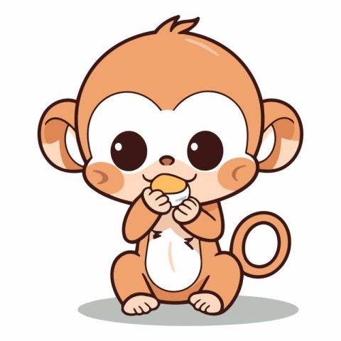 Cute cartoon monkey isolated on white background for your design