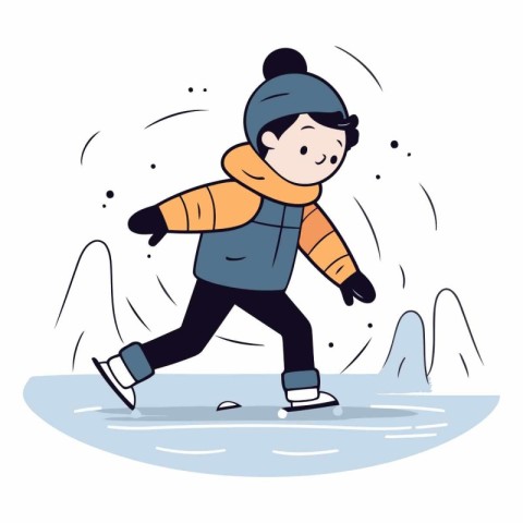 Vector illustration of a boy skating on the ice. Winter sport.