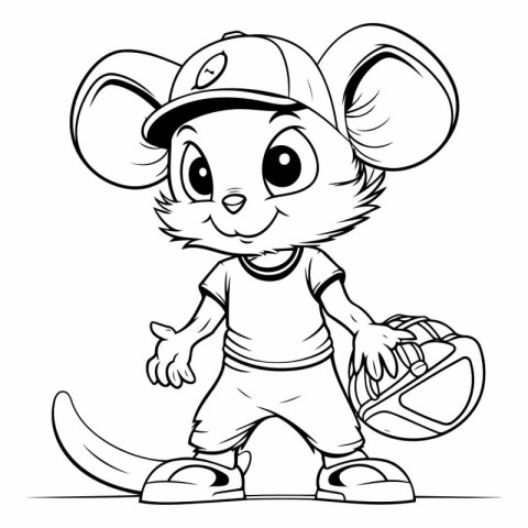 Mascot Illustration of a Little Mouse with a Baseball Helmet