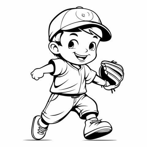 Baseball Player Boy Cartoon Mascot Character Vector Illustration