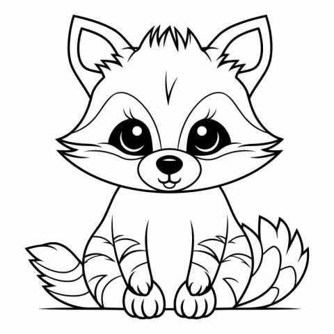 Black and White Cartoon Illustration of Cute Fox Animal Characte