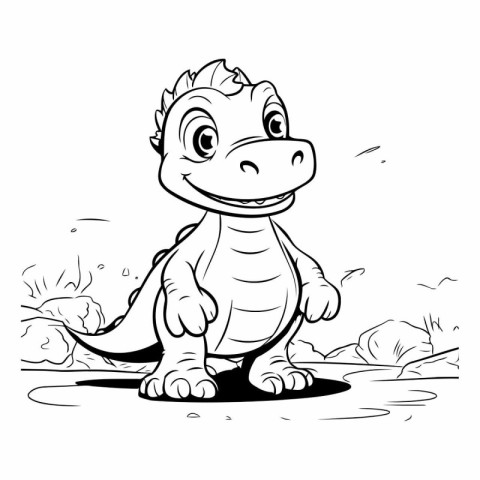 Cute cartoon crocodile for coloring book or page