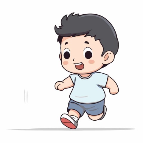 Cute little boy running. Isolated on white background.