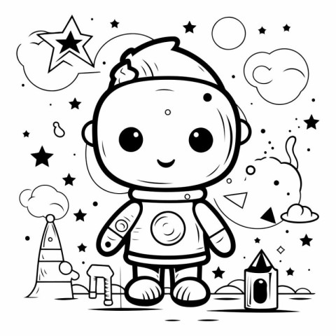 Cute Cartoon Astronaut for Coloring Book