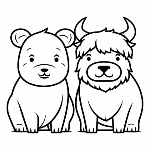 Coloring book for children: bear. dog. sheep and cow