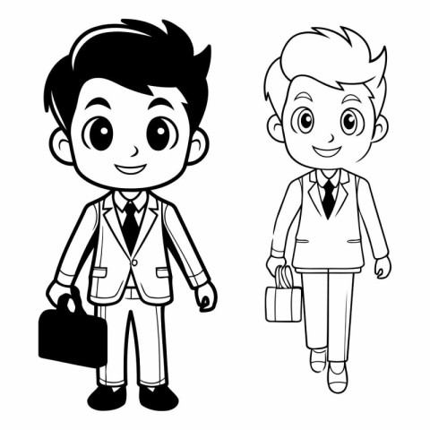 Coloring book for children: boy with briefcase