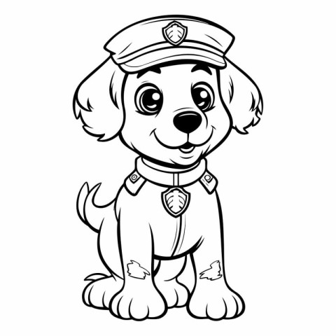 Cartoon Illustration of Cute Puppy Police Dog Coloring Book