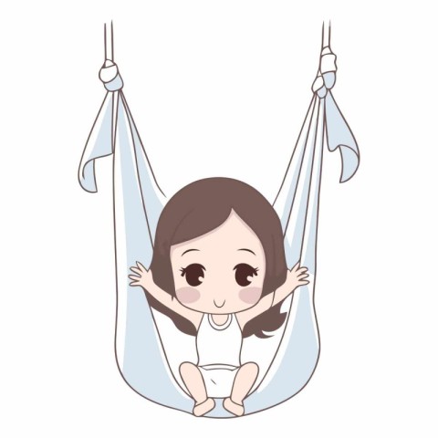 cute little girl sleeping in hammock character vector illustrati