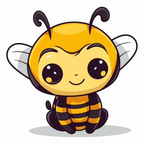 Cute cartoon bee isolated on a white background.