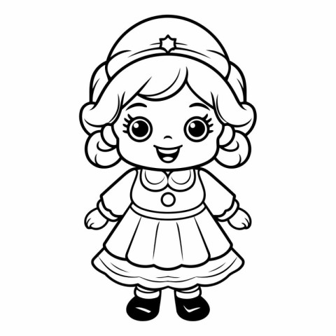 Coloring Page Outline Of Cartoon Cute Little Pirate Girl Charact