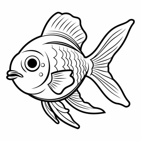 Vector Illustration of Black and White Fish Cartoon Character fo